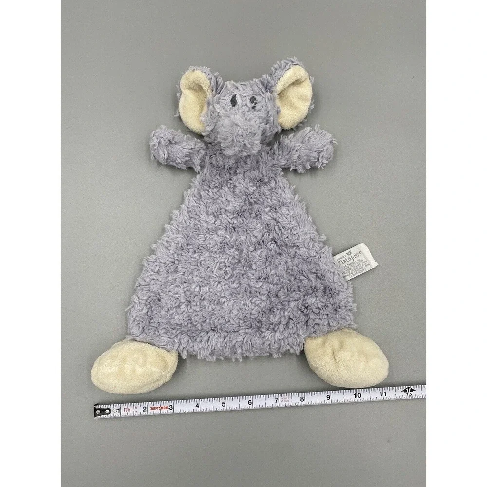 Nat Jules Gray Elephant Lovey Rattle Plush Baby Security Blanket Soft Snuggler